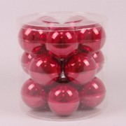 Шарики стеклянные 8 см. красные опал (15 шт.) Flora 44606
