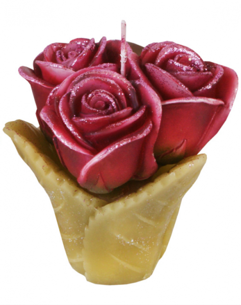 Декоративна свічка Bon Букет троянд 10см, колір - бордо, беж Q00-131