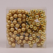 Шарики стеклянные 1,5 см. золотые (12 пучков-144 шарика) Flora 44611