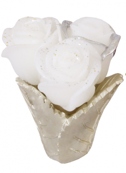 Декоративная свеча Bon Букет роз 10см, цвет - белый, беж Q00-131