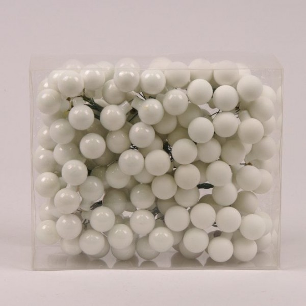 Кульки скляні 2 см. білі (12 пучків-144 кульки) Flora 44623