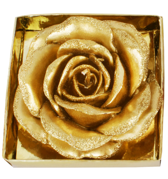 Декоративная свеча Bon Роза 9.5см, цвет - золото Q00-141