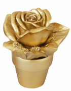 Декоративна свічка Bon Троянда золота в керамічному горщику 12см Q00-130