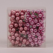 Шарики стеклянные 1,5 см. розовые (12 пучков-144 шарика) Flora 44613