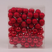 Шарики стеклянные 3 см. красные (6 пучков-72 шарика) Flora 44643
