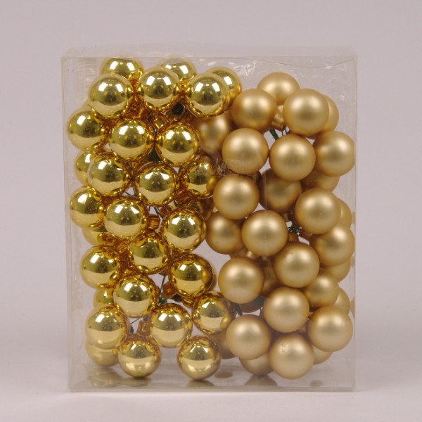 Кульки скляні 3 см. золоті (6 пучків-72 кульки) Flora 44642