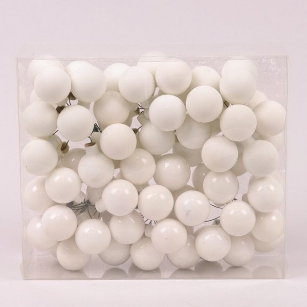 Кульки скляні 3 см. білі (6 пучків-72 кульки) Flora 44644