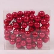 Шарики стеклянные 3 см. красные опал (6 пучков-72 шарика) Flora 44650