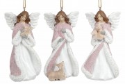 Декоративная подвесная фигурка Ангел, 10см, цвет - белый с розовым, 3шт/уп Bon HA9-542