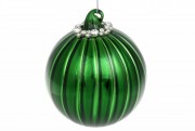 Елочный шар Bon с декором из камней, 10см, цвет - изумрудный зелёный 118-293