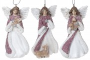 Декоративная подвесная фигурка Ангел, 10см, цвет - белый с красным, 3шт/уп Bon HA9-541