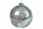 Елочный шар Bon с декором 10см, цвет - жемчужный синий 874-701