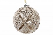 Шар елочный Bon с декором, 10см, цвет - серебро 874-108