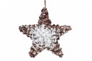 Новогодний декор подвесной Bon Звезда заснеженная из натуральных шишек 814-302
