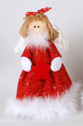 Новорічна іграшка Bon з тканини та пуху Ангел із зіркою 18см 199-A94