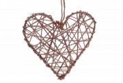 Подвесной декор Bon Сердце из раттанга, коричневый с блестками 814-353