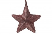 Новорічний підвісний декор Bon Зірка з натуральних листочків, коричневий з блискітками 814-354