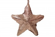 Новорічний підвісний декор Bon Зірка з натуральних листочків бронза з блискітками 814-204