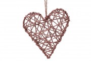 Подвесной декор Bon Сердце из ротанга, коричневый с блестками 814-352