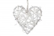 Подвесной декор Bon Сердце из ротанга, белый с блестками 814-111