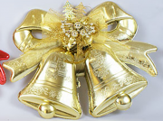 Новорічна прикраса Дзвіночок Bon з декором, 27см, колір - золото