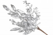 Декоративная ветка с ягодами и листьями 53см цвет - матовое серебро Bon 901-129