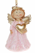 Декоративная подвесная фигурка Bon Ангелочек с сердцем в одной руке, 9 см, 823-293