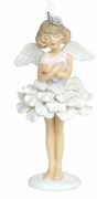 Декоративная подвесная фигурка Bon Ангел с сердцем, 12см, цвет - белый 707-844