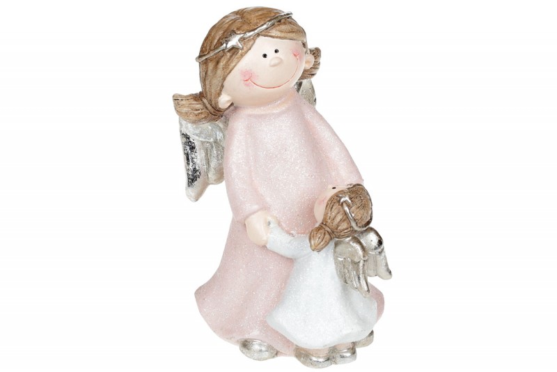Декоративна статуетка Bon Ангел з дитиною 16.5см, колір - рожевий 711-383