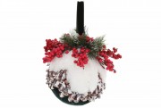 Новогоднее украшение Bon Бархатный шар из натуральной шишки с ягодами заснеженный NY27-721