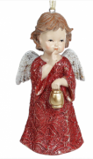 Декоративная подвесная фигурка Bon Ангелочек с лампой, 13см, цвет - бордо 218-830