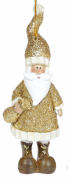Декоративная подвесная фигурка Bon Санта с мешком, 13см, цвет - золото 823-182