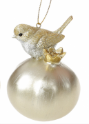 Декоративная подвесная фигурка Bon Птичка на гранате, 11.5см, цвет -  шампань 707-724