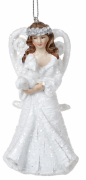 Декоративная подвесная фигурка Bon Ангел с белкой, 10см, цвет - белый HA9-508