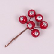 Пучок декоративных красных шариков со стразами 6шт/уп Flora 75893