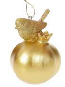 Декоративная подвесная фигурка Bon Птичка на гранате, 11.5см, цвет - золото 707-724