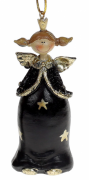 Декоративная подвесная фигурка Bon Принцесса, 10см, цвет - чёрный с золотом 823-401
