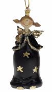 Декоративна підвісна фігурка Bon Принцеса з серцем, 10см, колір - чорний із золотом 823-401