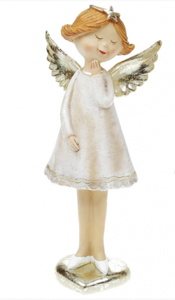 Декоративна фігурка Bon Ангел із зігнутою рукою, 28см, колір - шампань 823-777