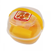 Набор пластиковой посуды для пикника на 4 персоны, в боксе с ручкой желтый