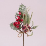 Веточка новогодняя с красными ягодками Flora 75900