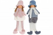М'яка іграшка Сидяча Лялька, 55см Дівчинка та Хлопчик, колір - рожевий та блакитний 2шт/уп Bon 877-1