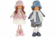 М'яка іграшка Лялька, 45см, Дівчинка та Хлопчик, колір - рожевий та блакитний 2шт/уп Bon 877-142