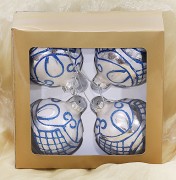Набор стеклянных шаров Bon (4шт) с синим узором, 8см 105-127