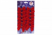 Набір Bon (12шт) новорічних декоративних бантів 5.5см, колір - червоний оксамит 134-700