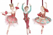 Декоративная подвесная фигурка Балерина 15см цвет - бордо с розовым и бирюзой 3шт/уп Bon 838-231