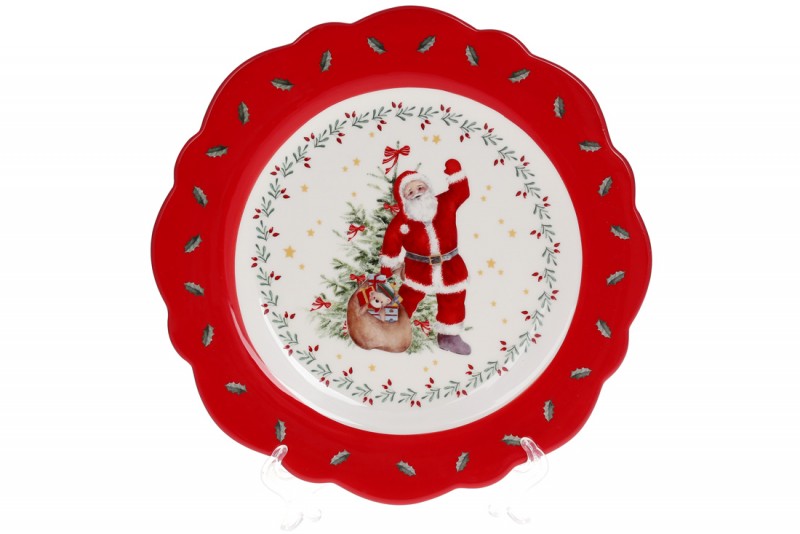 Тарілка керамічна Санта з подарунками, 25.5см Bon 838-318