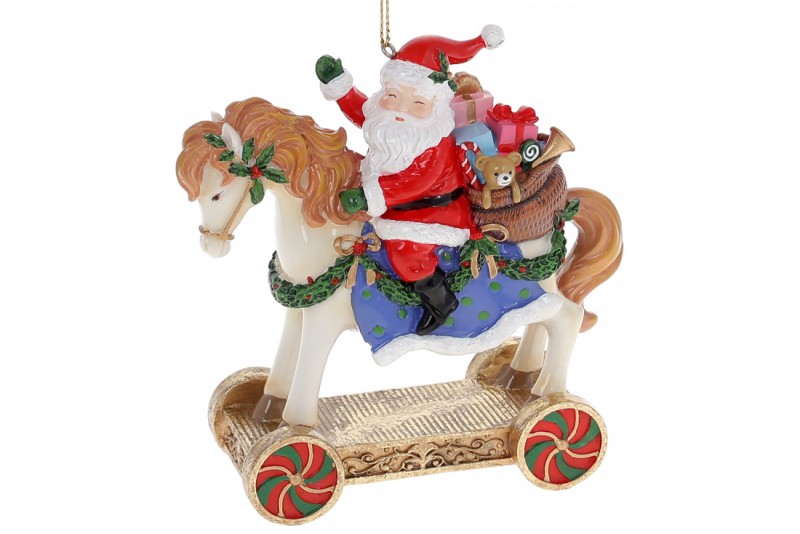 Декоративна підвісна фігурка Санта на коні, 13см Bon 838-348
