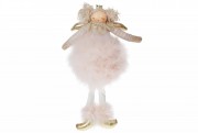 Подвесной декор Bon Куколка в меховой юбке, 18см, цвет - бежевый 884-219