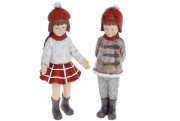 Декоративна статуетка Дівчинка та Хлопчик, 20см білий з червоним 2шт/уп Bon 218-979